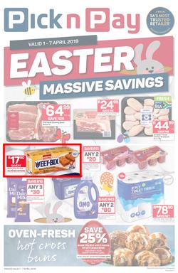 Pick n Pay Western Cape : : Easter Massive Savings (01 Apr - 07 Apr 2019), page 1