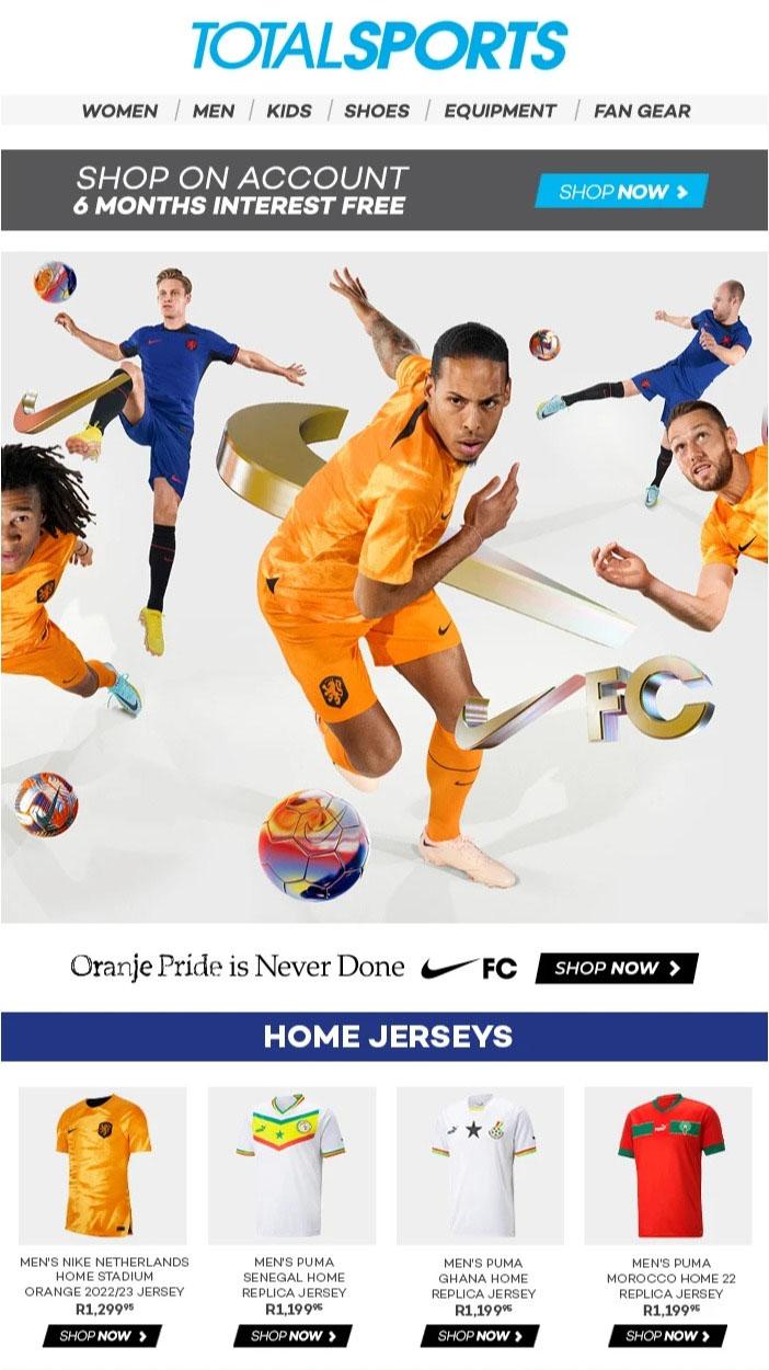 Total Sports Latest In World Cup Kits (Request Valid Date From