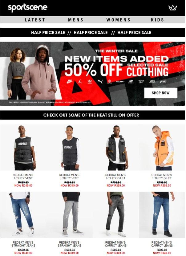 Sportscene : 50% Off Selected Clothing (Request Valid Date From ...