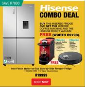 Hisense 631L Inox Finish Water On Tap Side By Side Freezer Fridge H800SI-WD