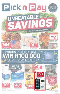 Pick n Pay Western Cape  : Unbeatable Savings (21 Jan - 27 Jan 2019), page 1