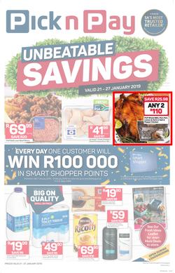 Pick n Pay Western Cape  : Unbeatable Savings (21 Jan - 27 Jan 2019), page 1