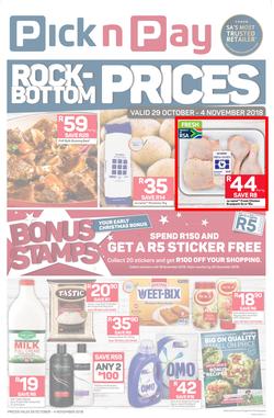 Pick n Pay Western Cape : Rock-Bottom Prices (29 Oct - 04 Nov 2018), page 1