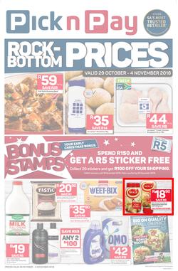 Pick n Pay Western Cape : Rock-Bottom Prices (29 Oct - 04 Nov 2018), page 1
