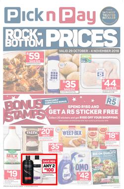 Pick n Pay Western Cape : Rock-Bottom Prices (29 Oct - 04 Nov 2018), page 1