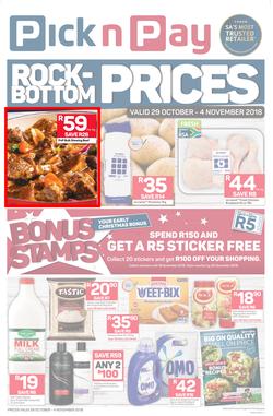 Pick n Pay Western Cape : Rock-Bottom Prices (29 Oct - 04 Nov 2018), page 1