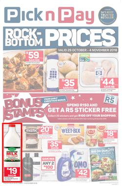 Pick n Pay Western Cape : Rock-Bottom Prices (29 Oct - 04 Nov 2018), page 1