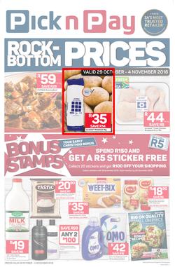Pick n Pay Western Cape : Rock-Bottom Prices (29 Oct - 04 Nov 2018), page 1
