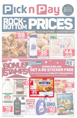 Pick n Pay Western Cape : Rock-Bottom Prices (29 Oct - 04 Nov 2018), page 1