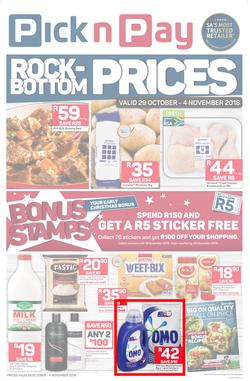 Pick n Pay Western Cape : Rock-Bottom Prices (29 Oct - 04 Nov 2018), page 1