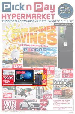 Pick n Pay Hyper : Sizzling Summer Savings (03 Sep - 16 Sep 2018), page 1