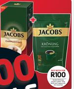 Jacobs Kronung Instant Coffee 150g Refill And Cappuccino-For Both