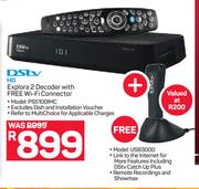 DSTV HD Explora 2 Decoder PS5100IMC With Free WiFi Connector USB3000