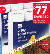 PnP 2 Ply White Toilet Tissue 9's Pack-For 2