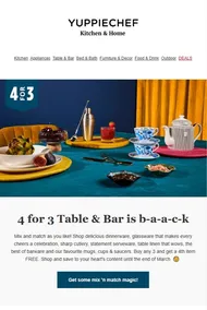 Yuppiechef : 4 For 3 Table & Bar (Request Valid Date From Retailer)