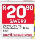 Danone Ultra Mel Custard-1Ltr Each