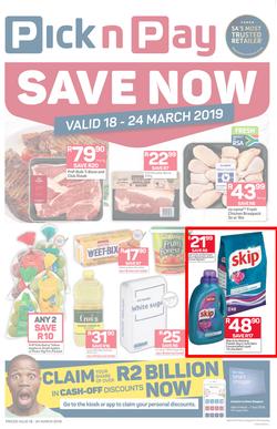 Pick n Pay Western Cape  : Save Now (18 Mar - 24 Mar 2019), page 1