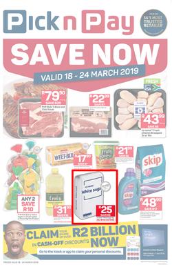 Pick n Pay Western Cape  : Save Now (18 Mar - 24 Mar 2019), page 1