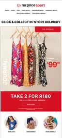 Mr Price Sport : Take 2 For R180 On Selected Dresses (Request Valid Date From Retailer)
