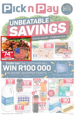 Pick n Pay KZN : Unbeatable Savings (28 Jan - 03 Feb 2019), page 1