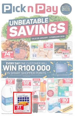 Pick n Pay KZN : Unbeatable Savings (28 Jan - 03 Feb 2019), page 1