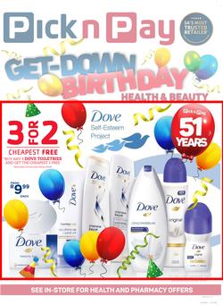 Pick n Pay : Health & Beauty Birthday Deals (25 Jun - 08 Jul 2018), page 1