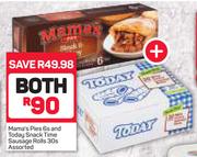 Mama's Pies 6's And Today Snack Time Sausage Rolls 30's-For Both