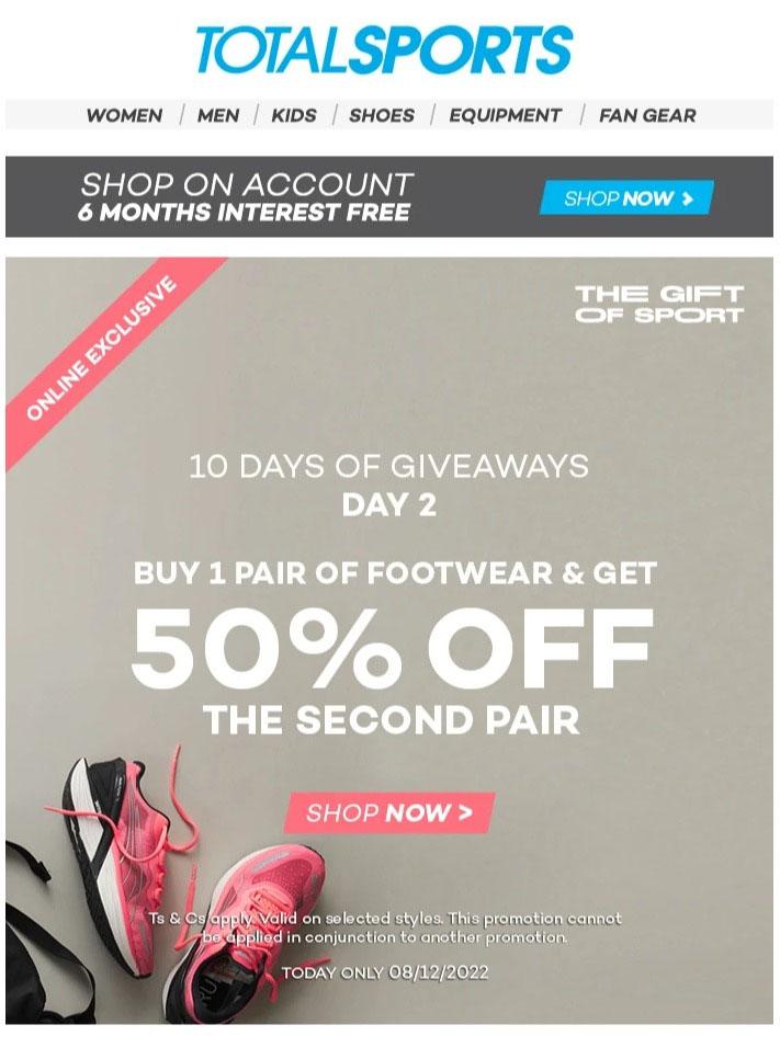 Total Sports : Buy 1 Pair Footwear & Get 50% The Second Pair (08 ...