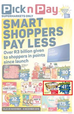 Pick n Pay Eastern Cape : Smart Shoppers Pay Less (25 Nov - 08 Dec 2019), page 1