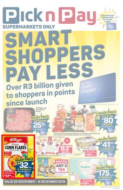 Pick n Pay Eastern Cape : Smart Shoppers Pay Less (25 Nov - 08 Dec 2019), page 1