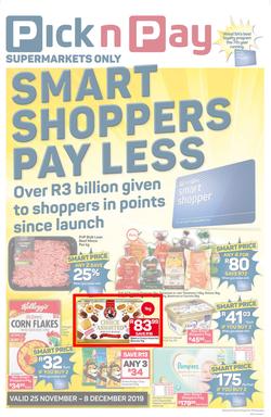 Pick n Pay Eastern Cape : Smart Shoppers Pay Less (25 Nov - 08 Dec 2019), page 1