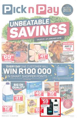Pick n Pay KZN : Unbeatable Savings (21 Jan - 27 Jan 2019), page 1