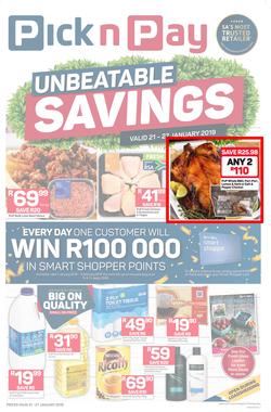 Pick n Pay KZN : Unbeatable Savings (21 Jan - 27 Jan 2019), page 1