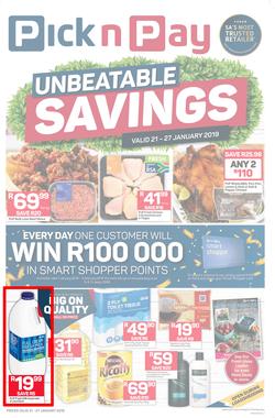 Pick n Pay KZN : Unbeatable Savings (21 Jan - 27 Jan 2019), page 1