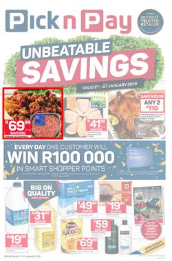 Pick n Pay KZN : Unbeatable Savings (21 Jan - 27 Jan 2019), page 1