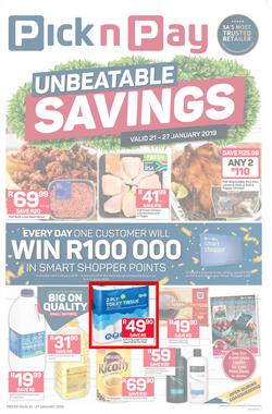 Pick n Pay KZN : Unbeatable Savings (21 Jan - 27 Jan 2019), page 1