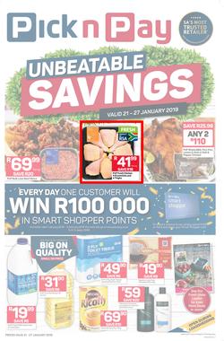 Pick n Pay KZN : Unbeatable Savings (21 Jan - 27 Jan 2019), page 1
