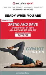 Mr Price Sport : Gym Kit Essentials (Request Valid Date From Retailer)