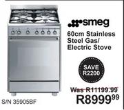 Smeg 60cm Stainless Steel Gas/ Electric Stove S/N 35905BF 