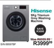 Hisense 9kg Titanium Grey Washing Machine S/N 69597BF