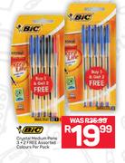 Bic Crystal Medium Pens 3+2 Free (Assorted Colours)-Per Pack