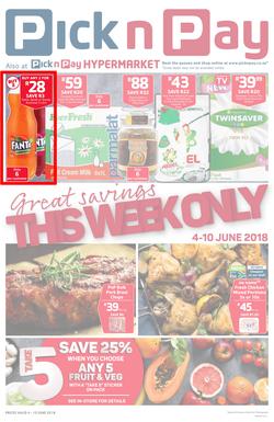 Pick n Pay Eastern Cape : Great Savings (04 Jun - 10 Jun 2018), page 1
