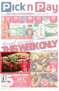 Pick n Pay Eastern Cape : Great Savings (04 Jun - 10 Jun 2018), page 1