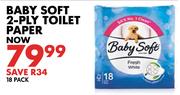 Baby Soft 2 Ply Toilet Paper-18's Pack