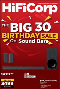 HiFi Corp : The Big 30 Birthday Sale On Sound Bars (18 October - 30 October 2023)