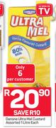 Danone Ultra Mel Custard Assorted-1Ltr Each