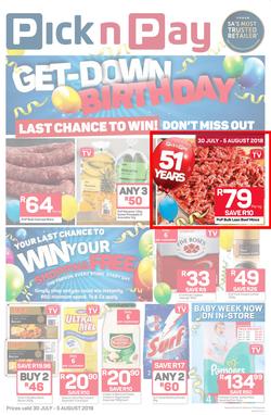 Pick n Pay Eastern Cape : Birthday Deals (30 Jul - 05 Aug 2018), page 1