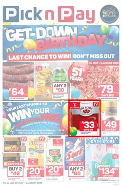 Pick n Pay Eastern Cape : Birthday Deals (30 Jul - 05 Aug 2018), page 1