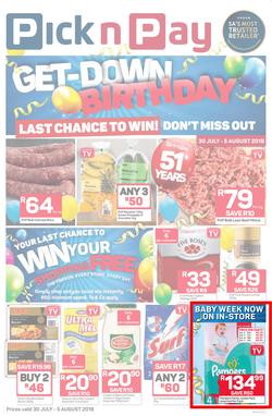 Pick n Pay Eastern Cape : Birthday Deals (30 Jul - 05 Aug 2018), page 1