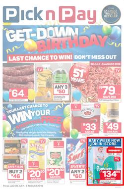 Pick n Pay Eastern Cape : Birthday Deals (30 Jul - 05 Aug 2018), page 1